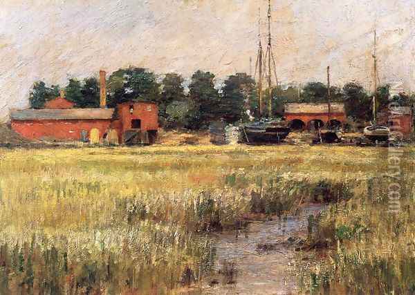 The Ship Yard Oil Painting - Theodore Robinson