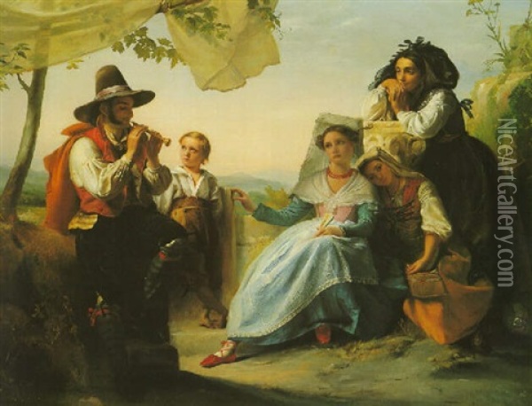 The Flute Player Oil Painting - Francois Joseph Navez