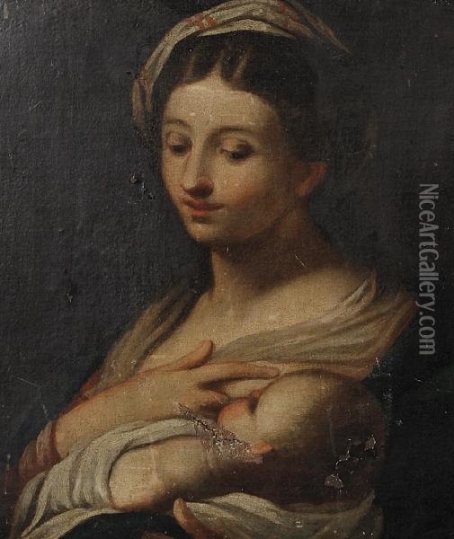 A Mother Holding Her Baby Oil Painting - Francesco Trevisani