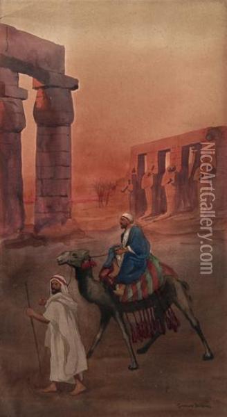 Moonlit Gateway Of A North African Town Oil Painting - Albert Moulton Foweraker