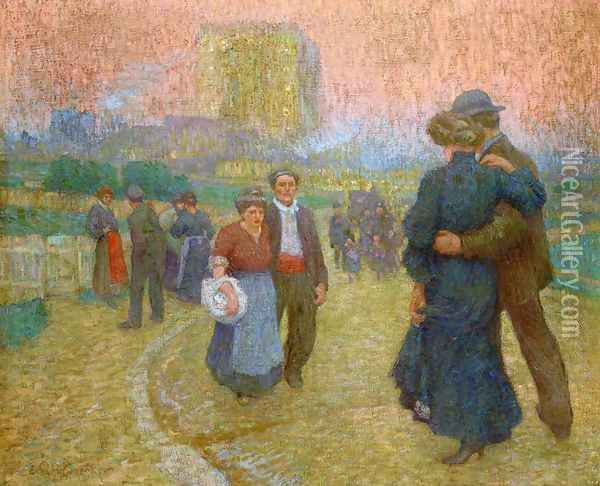 Evening Walk, Two Couples Oil Painting - Claude Emile Schuffenecker