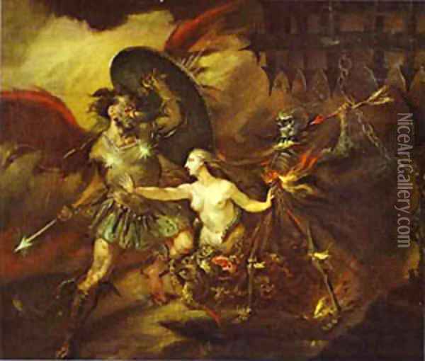 Satan Sin And Death 1735-1740 Oil Painting - William Hogarth