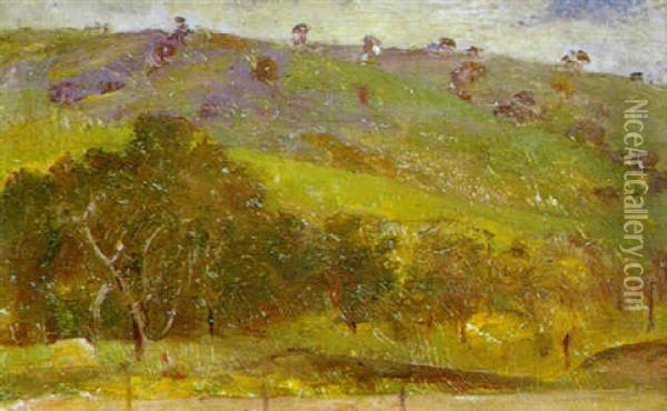 Tasmanian Hillside Oil Painting - Thomas William Roberts