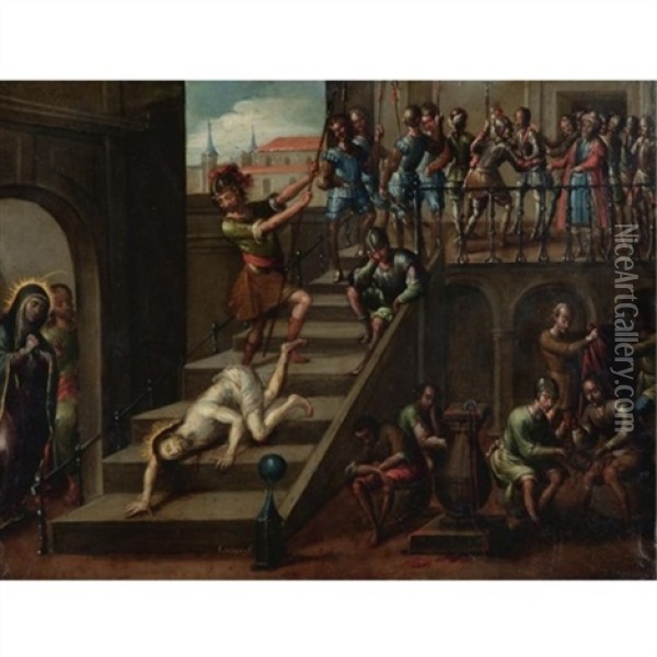 La Flagelacion De Cristo Oil Painting - Jose Rodriguez de Carnero