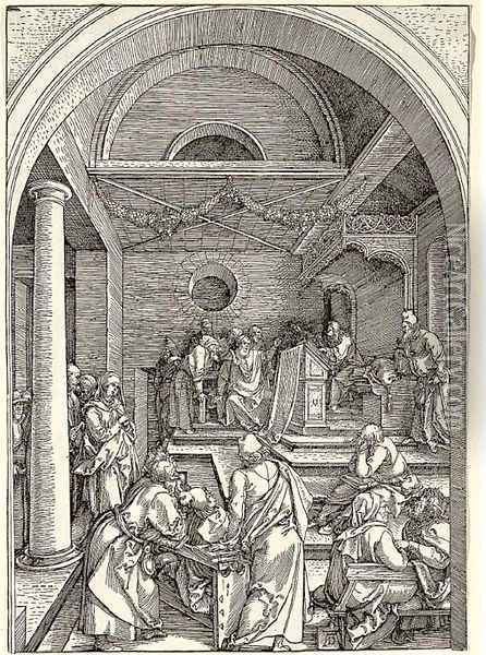 Christ among the Doctors, from The Life of the Virgin Oil Painting - Albrecht Durer