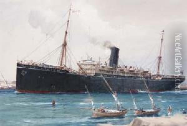 The P & O 's.s. Karmala Oil Painting - Jack Spurling