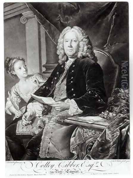 Colley Cibber (1671-1757) 1758, engraved by Edward Fisher (1722-85) Oil Painting - Vanloo, Jean Baptiste