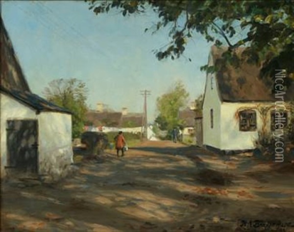 Village Scene Oil Painting - Hans Andersen Brendekilde