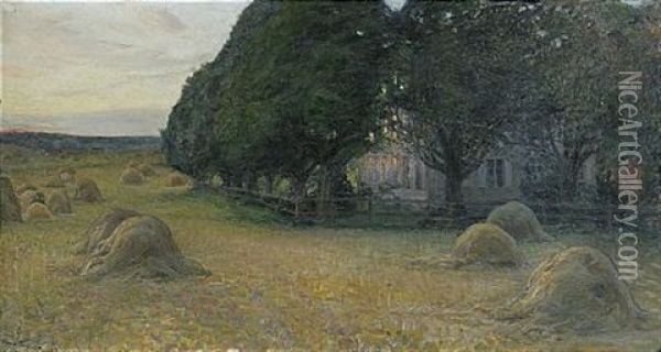 Landskap I Aftonrodnad Oil Painting - Hanna (Hirsch) Pauli