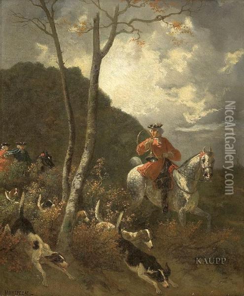 Jagdszene In Herbstlicher Landschaft Oil Painting - Henri D'Annecy (Comte De) Montpezat