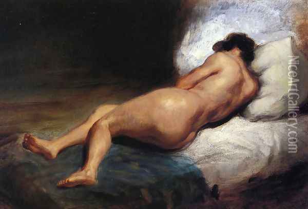 Study of a Reclining Nude Oil Painting - Eugene Delacroix
