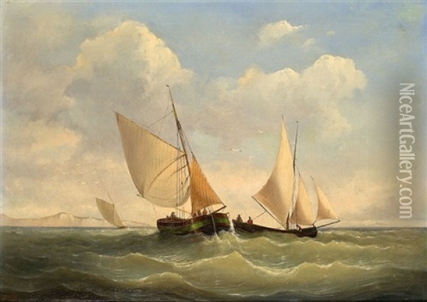 Segelboote Vor Einer Kuste Oil Painting - Johannes Christiaan Schotel