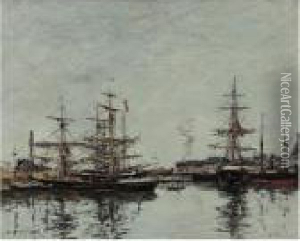 Deauville. Le Bassin Oil Painting - Eugene Boudin