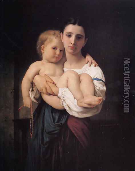 The Elder Sister Oil Painting - William-Adolphe Bouguereau