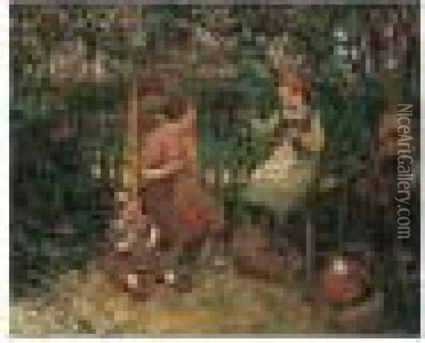 Children In The Garden Oil Painting - Robert McGregor
