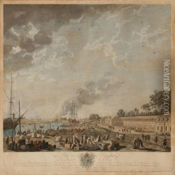 Le Port De Rochfort, Vu Du Magasin Des Colonieu Oil Painting - Claude-joseph Vernet