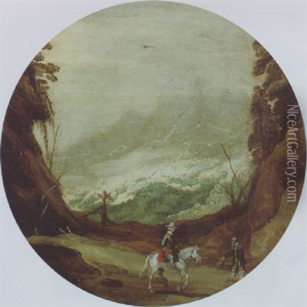 Reiter Und Bettler In Berglandschaft Oil Painting - Joos de Momper the Younger