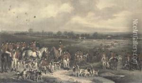 Meeting Of His Majesty's Staghounds On Ascot Heath Oil Painting - Sir Francis Grant