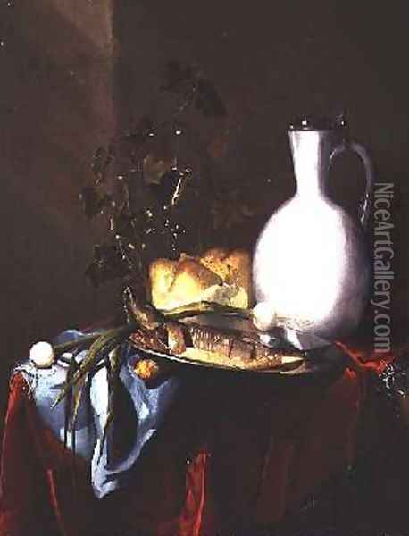 Still life with a white jug Oil Painting - Harmen Loeding