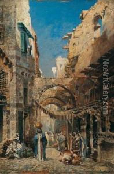 Street In Cairo Oil Painting - Robert Alott