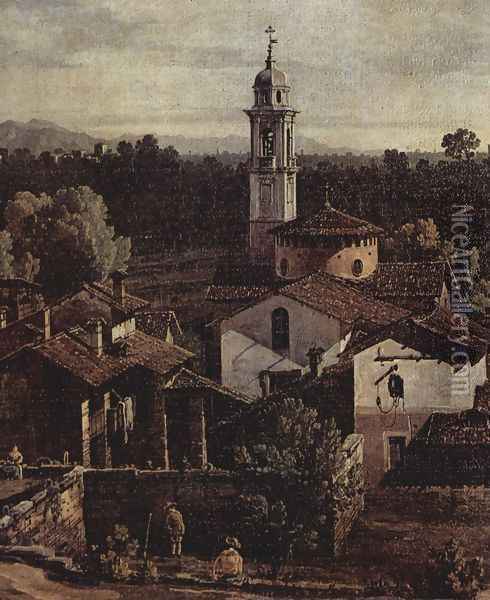 The village Gazzada view of the south (Vedute of Gazzada), Detail Oil Painting - Bernardo Bellotto