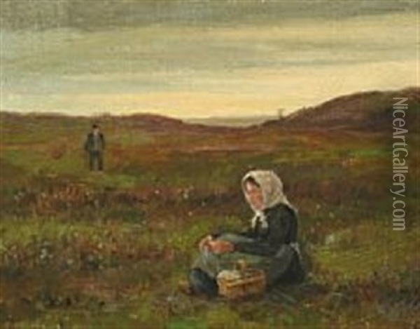 Study For Tyttebaerplukkersken Oil Painting - Hans Ludvig Smidth