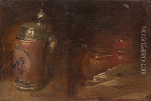 Doppelbild: Zwei Stilleben Mit Krugen Oil Painting - Wilhelm Busch