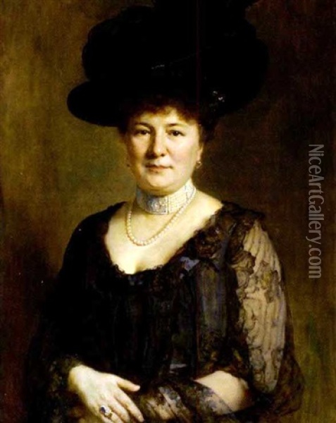 Portrait Von Eugenie Grafin Platen Oil Painting - Heinrich von Angeli