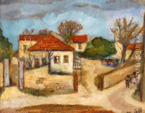 Figures In The Country Oil Painting - Arie Alweil
