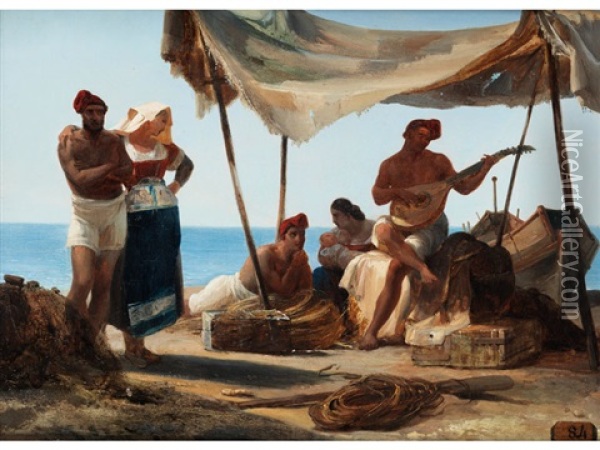Siesta Der Neapolitanischen Fischer Oil Painting - Franz Ludwig Catel