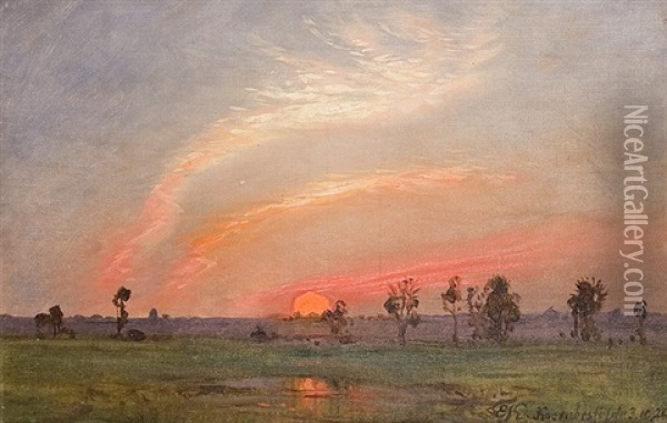 Sunset Oil Painting - Ernst Koerner