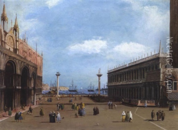 La Piazza San Marco Versa Il Bacino Oil Painting - Giuseppe Bernardino Bison