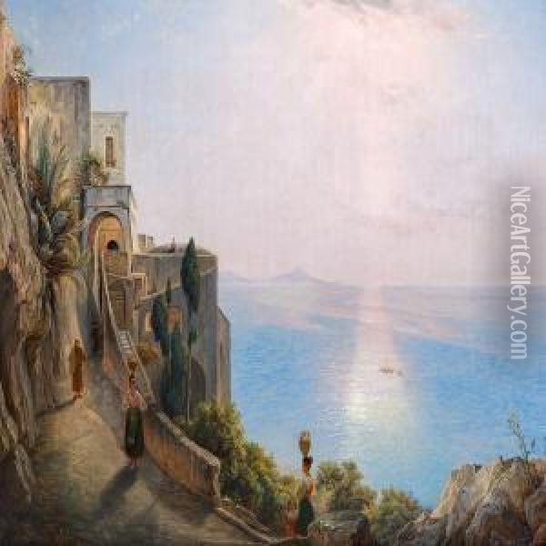 View Of The Bay Of Naples Oil Painting - Friedrich Thoming