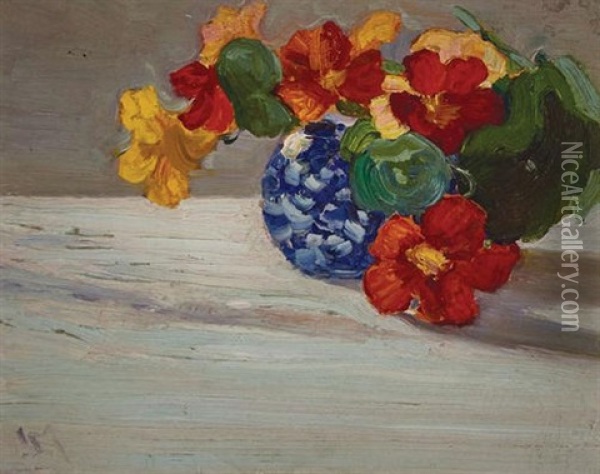 Nasturtiums Oil Painting - James Edward Hervey MacDonald