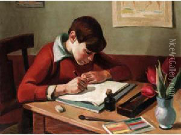 Le Jeune Artiste Oil Painting - Georges Darel