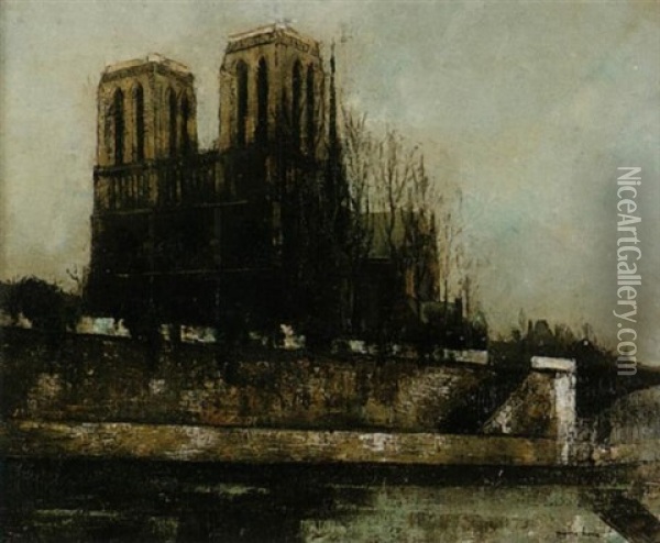 Paris, Notre Dame Vue Des Quais Oil Painting - Pierre Hode