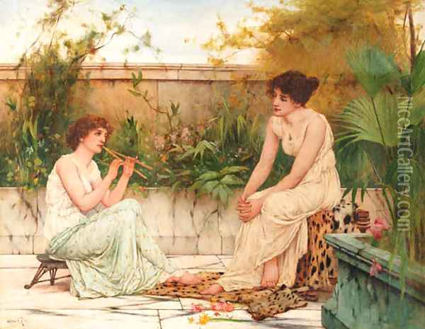 On the terrace Oil Painting - Oliver Rhys