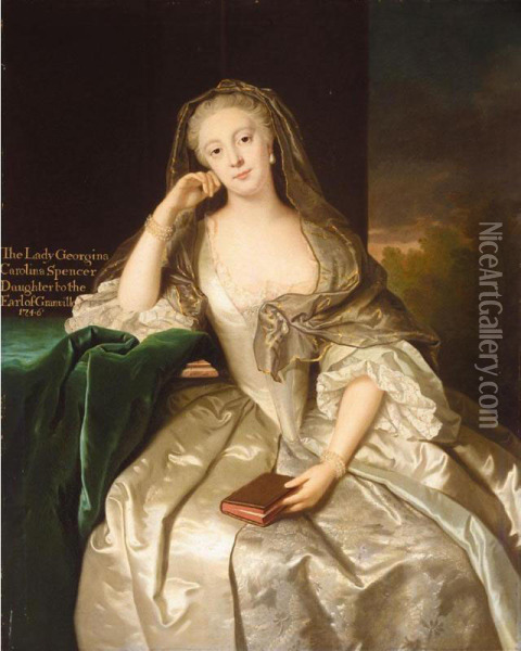 Portrait Of Lady Georgina Caroline Spencer Oil Painting - John Giles Eccardt