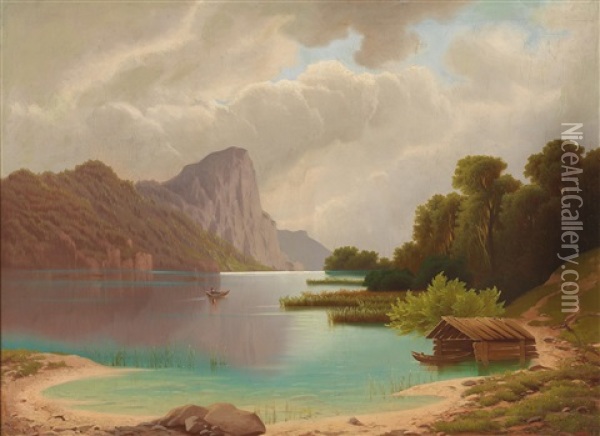 View Of The Mondsee Oil Painting - Anton Pick