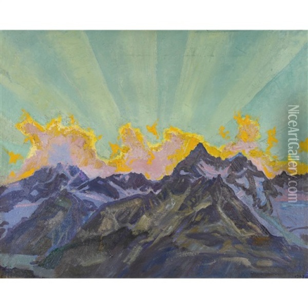 Gabelhorn - Nuages Du Soir Oil Painting - Charles L'Eplattenier