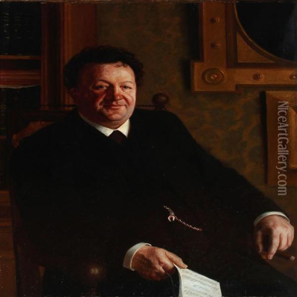 Portrait Of The Danish Actor Oluf Poulsen Oil Painting - Heinrich Dohm