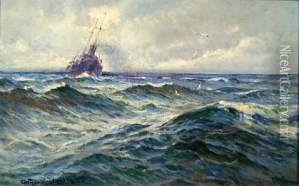 Battleship Oil Painting - Arthur Vidal Diehl