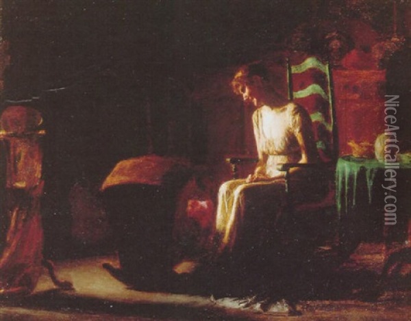 Interior, Mother With Cradle Oil Painting - Thomas Anshutz