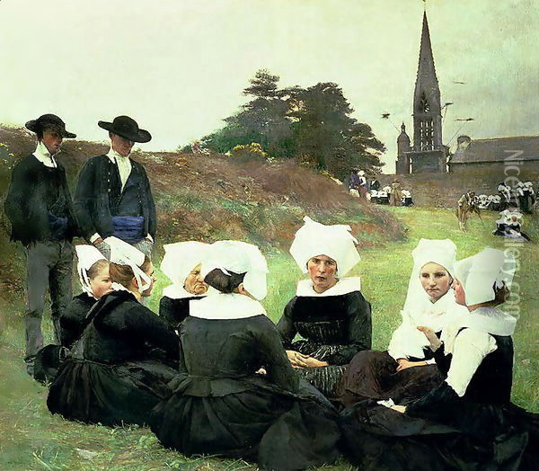 Breton Women at a Pardon Oil Painting - Pascal-Adolphe-Jean Dagnan-Bouveret