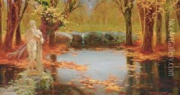 By The Lake Oil Painting - Enrique Serra y Auque