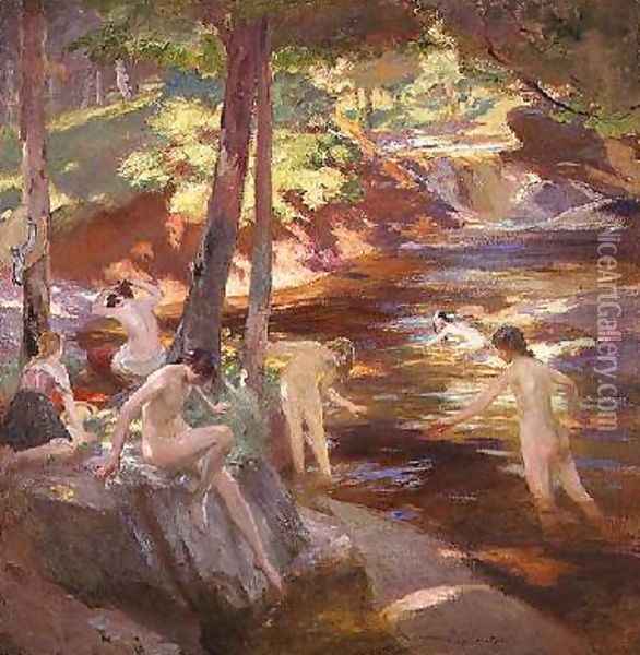 The Bathing Pool Oil Painting - Charles Hodge Mackie