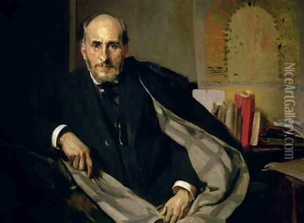 Portrait of Santiago Ramon y Cajal (1852-1934) 1906 Oil Painting - Joaquin Sorolla Y Bastida