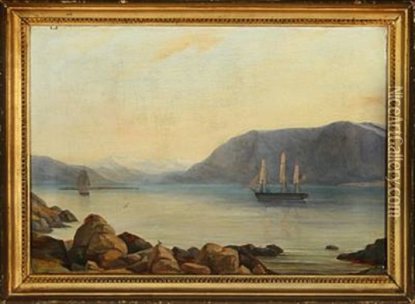 View From Reykjavik Bay Oil Painting - Frederik Theodor Kloss