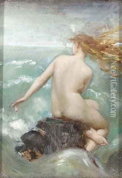 A female nude on a rocky coastline Oil Painting - Dorothy Tennant