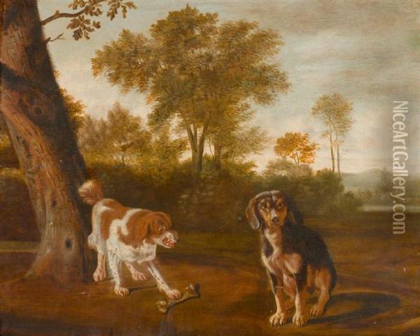 Zwei Hunde. Oil Painting - Jan Wildens